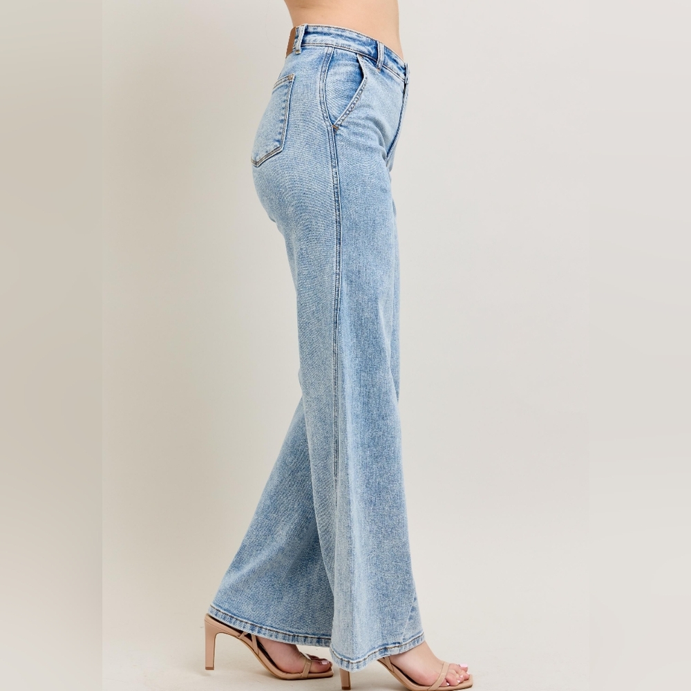 Judy Blue High-Rise Boyfriend Jeans Ultra Wide Leg Panel Relaxed 90s Denim Pants - Picture 5 of 16